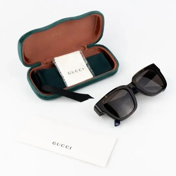 NEW Gucci GG1670SK 002 Havana Blue Grey Unisex Square Sunglasses GG 1670SK
